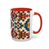 Southwestern Geometric Accent Mug — Color Interior Ceramic Coffee Cup