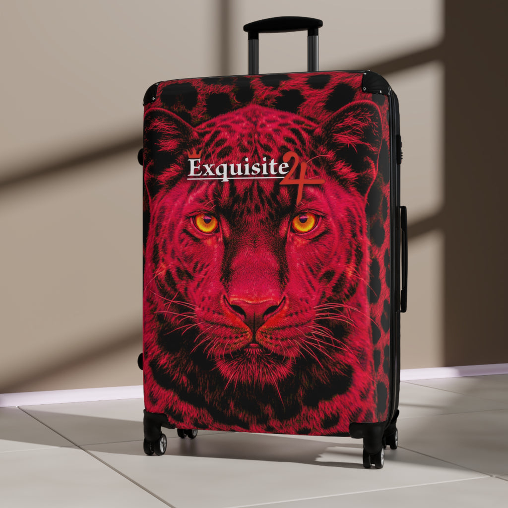 Exquisite 24 Red Leopard Carry-On Suitcase — Bold Animal Print Luggage