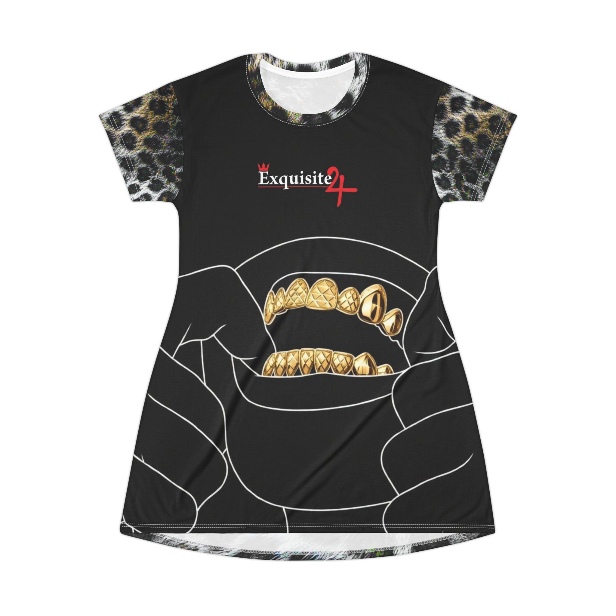 Leopard Grillz T-Shirt Dress — Snow Leopard