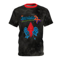 Exquisite 24 Retro Graphic Tee — Red Gem & Blue Roses All-Over Print