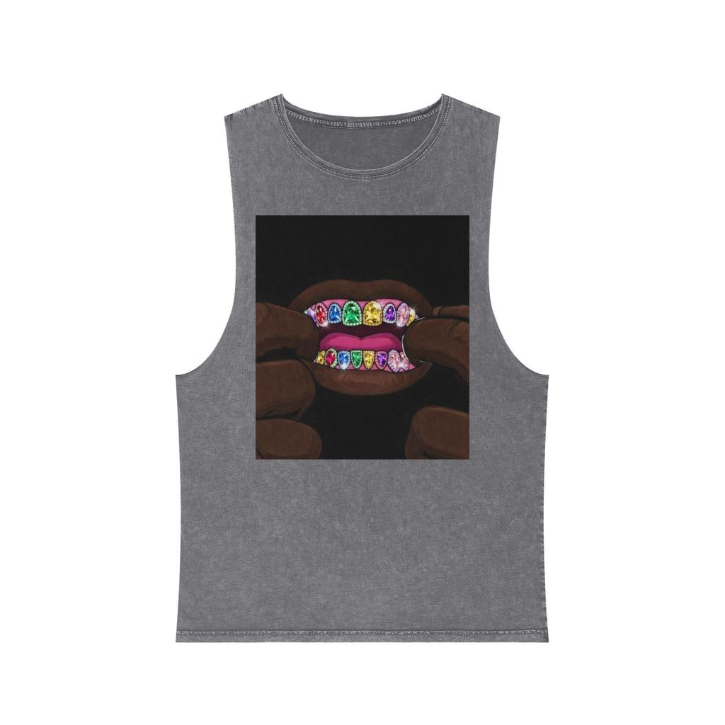 Stonewash Tank Top — Colorful 'Exquisite 24' Grillz Graphic
