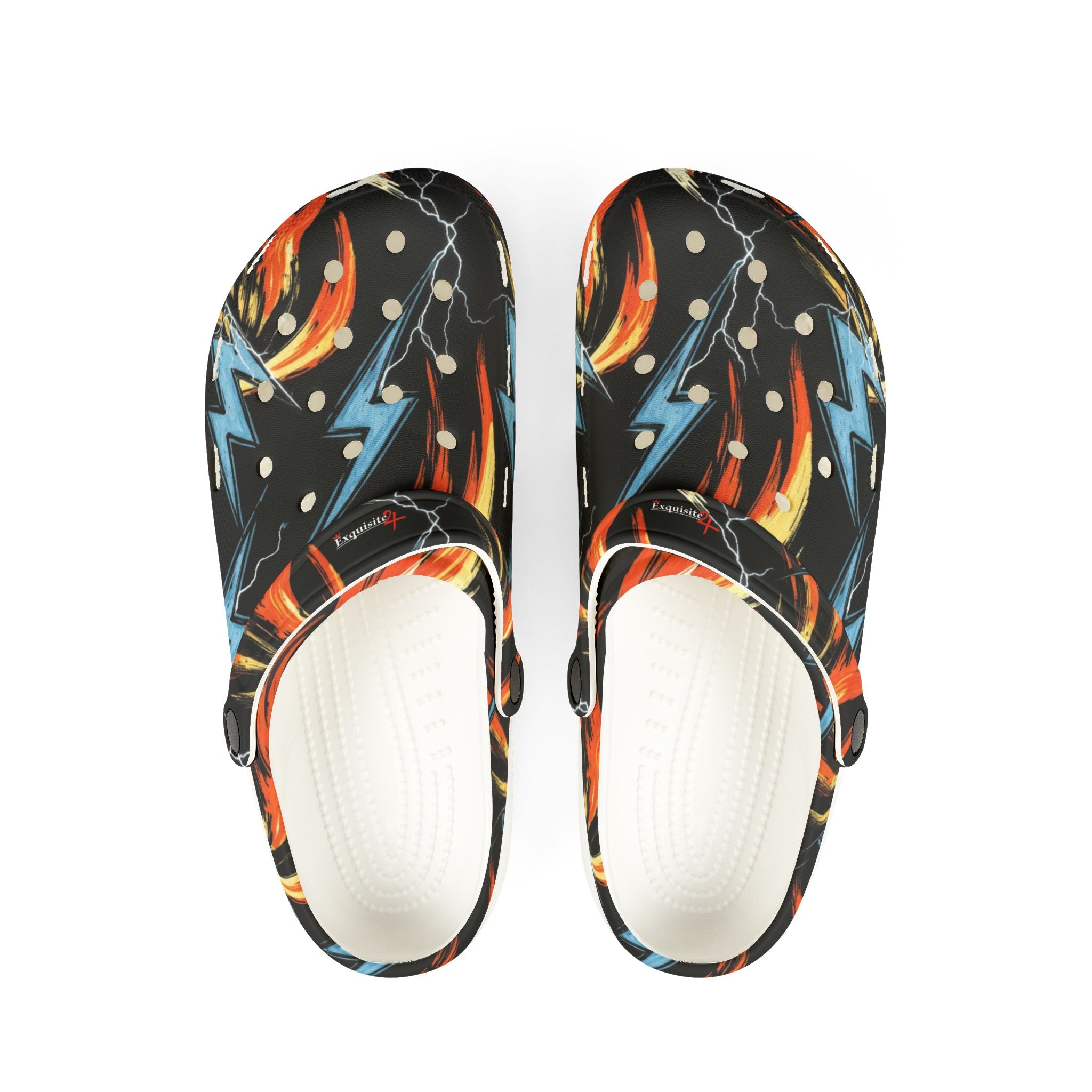 Flame & Lightning EVA Foam Clogs — Bold Graphic Slip-On Shoes