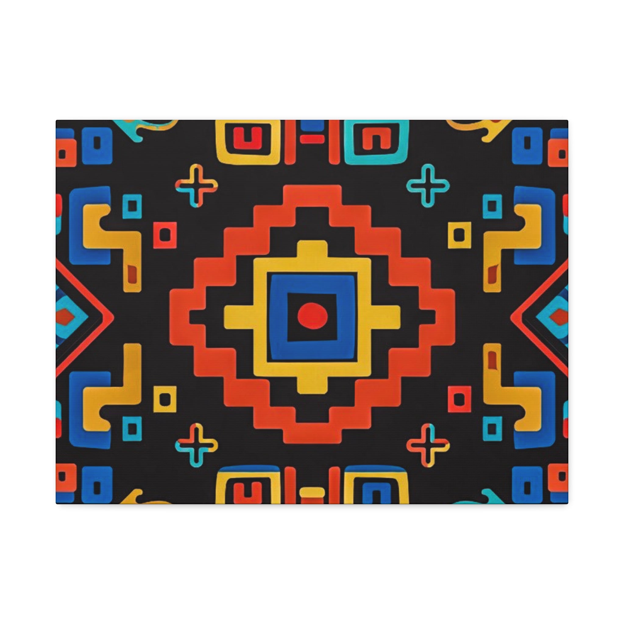 Bold Geometric Aztec Stretched Canvas Wall Art