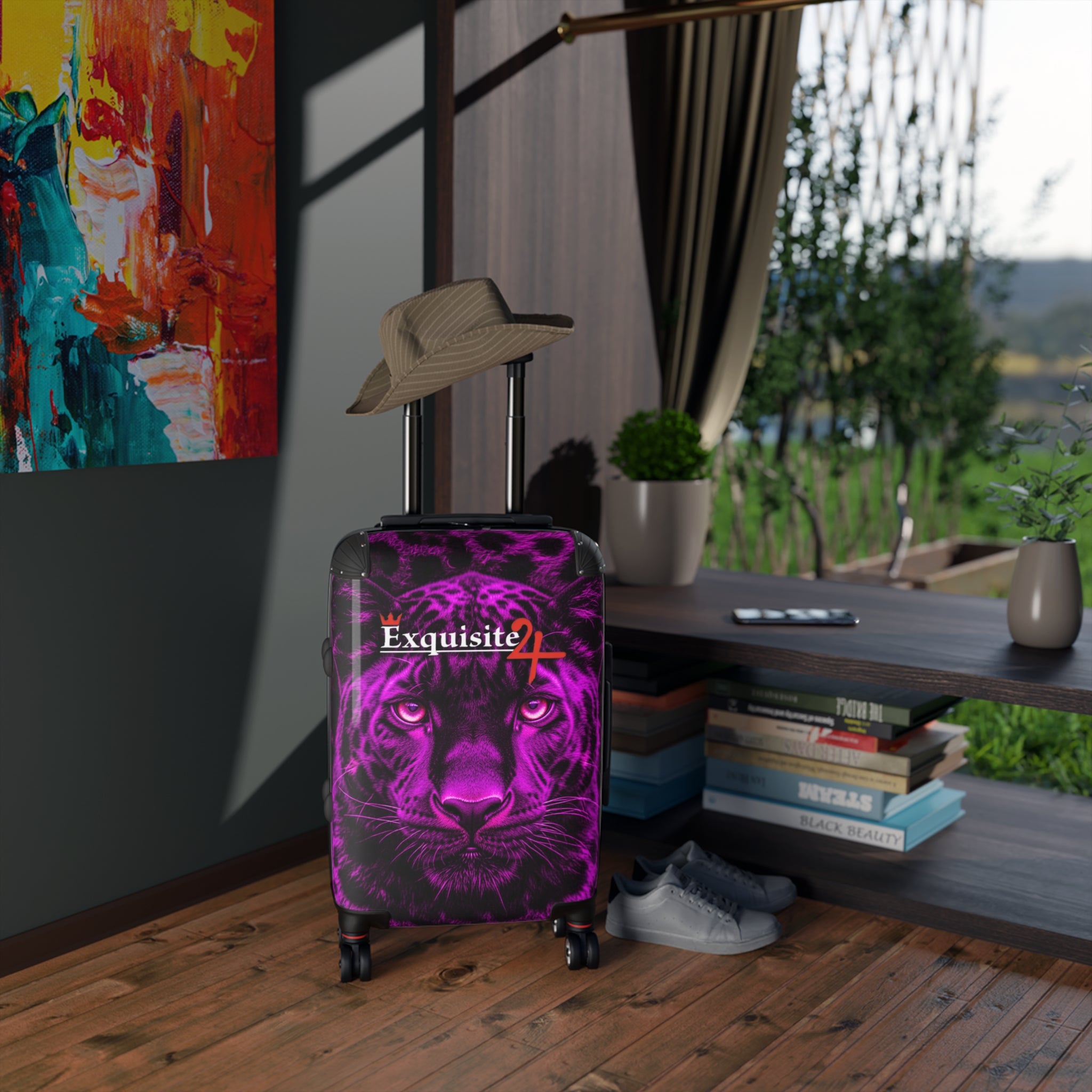 Purple Leopard Carry-On Suitcase — 'Exquisite 24' Graphic Luggage