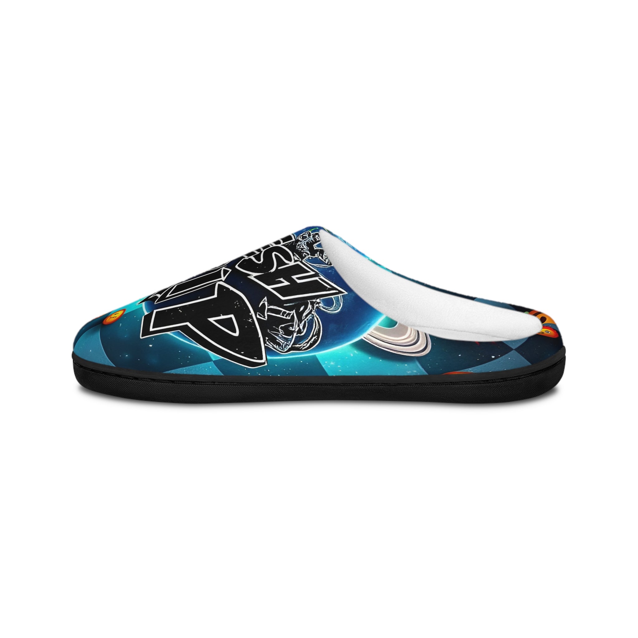 Graffiti Fresh Drip Men's Indoor Slippers — Blue Street Art Cozy House Shoes