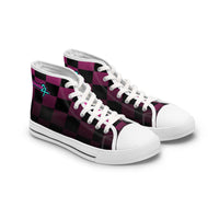 Women's Pink & Black Checkerboard High Top Sneakers