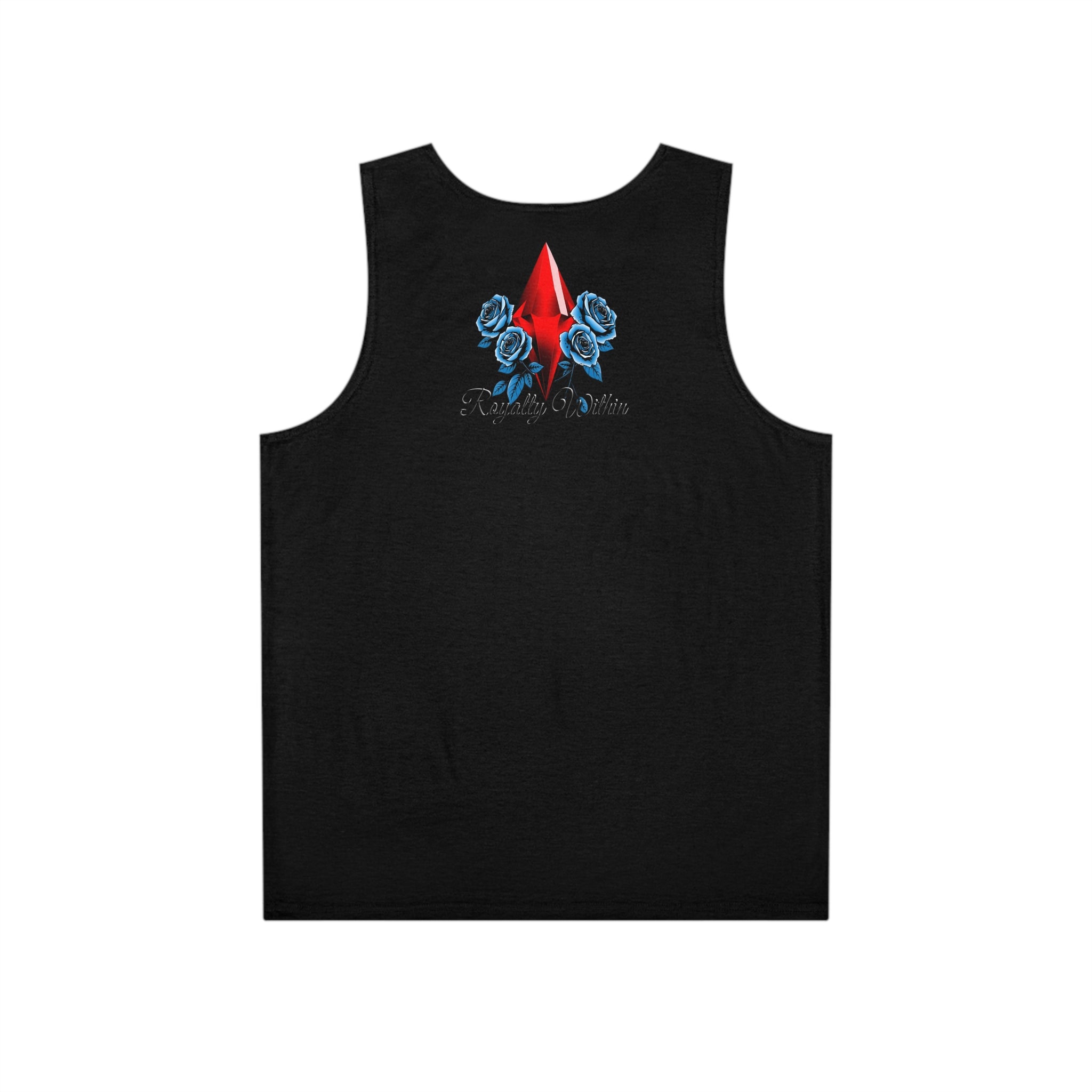 Sims-inspired Red Plumbob Tank Top with Blue Roses – Gamer Aesthetic Men’s Tank