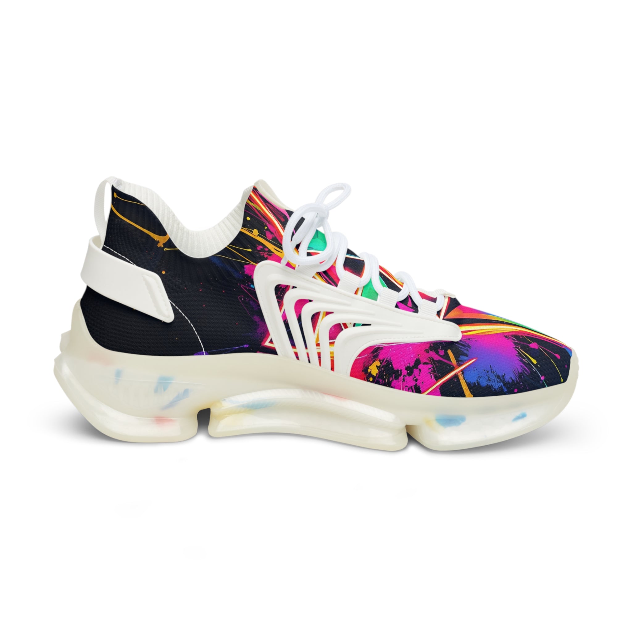 Men's Mesh Sneakers — Neon Abstract Galaxy Athletic Shoes