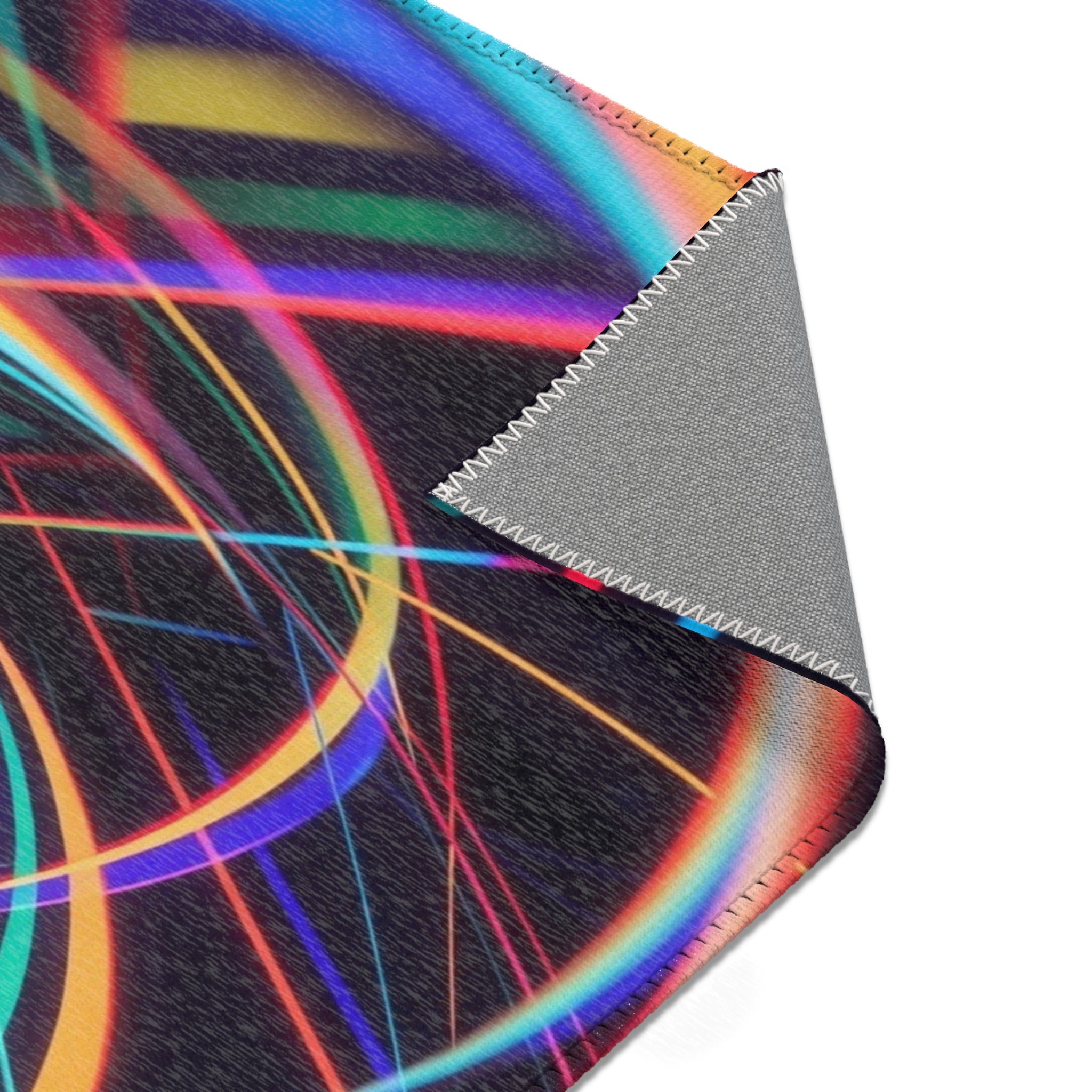 Neon Swirl Area Rug — Retro Rainbow Abstract Accent Rug
