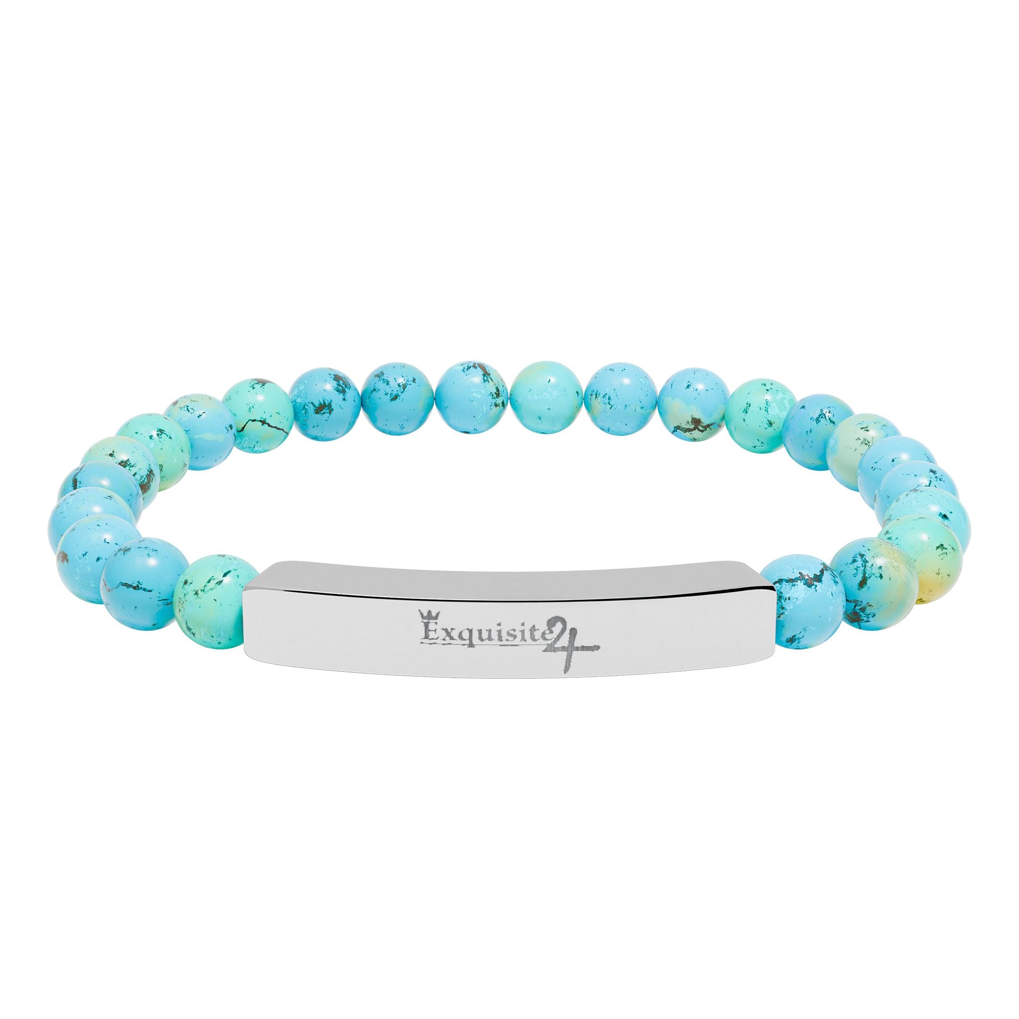 Exquisite 24 Engraved Natural Stone Bead Bar Bracelet