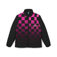 Pink Gradient Checkerboard Puffer Jacket