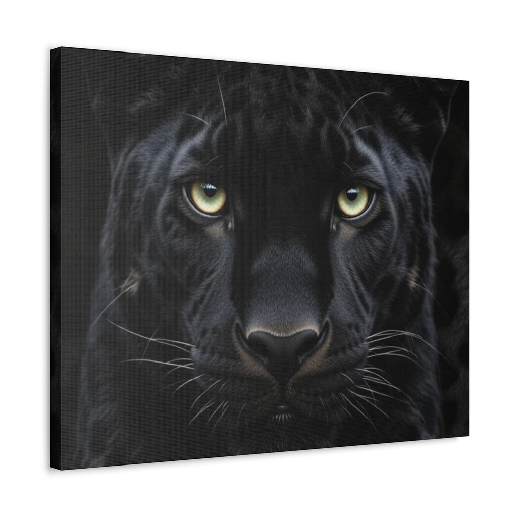 Black Panther Wall Canvas — Intense Close-Up Stretched Canvas Art