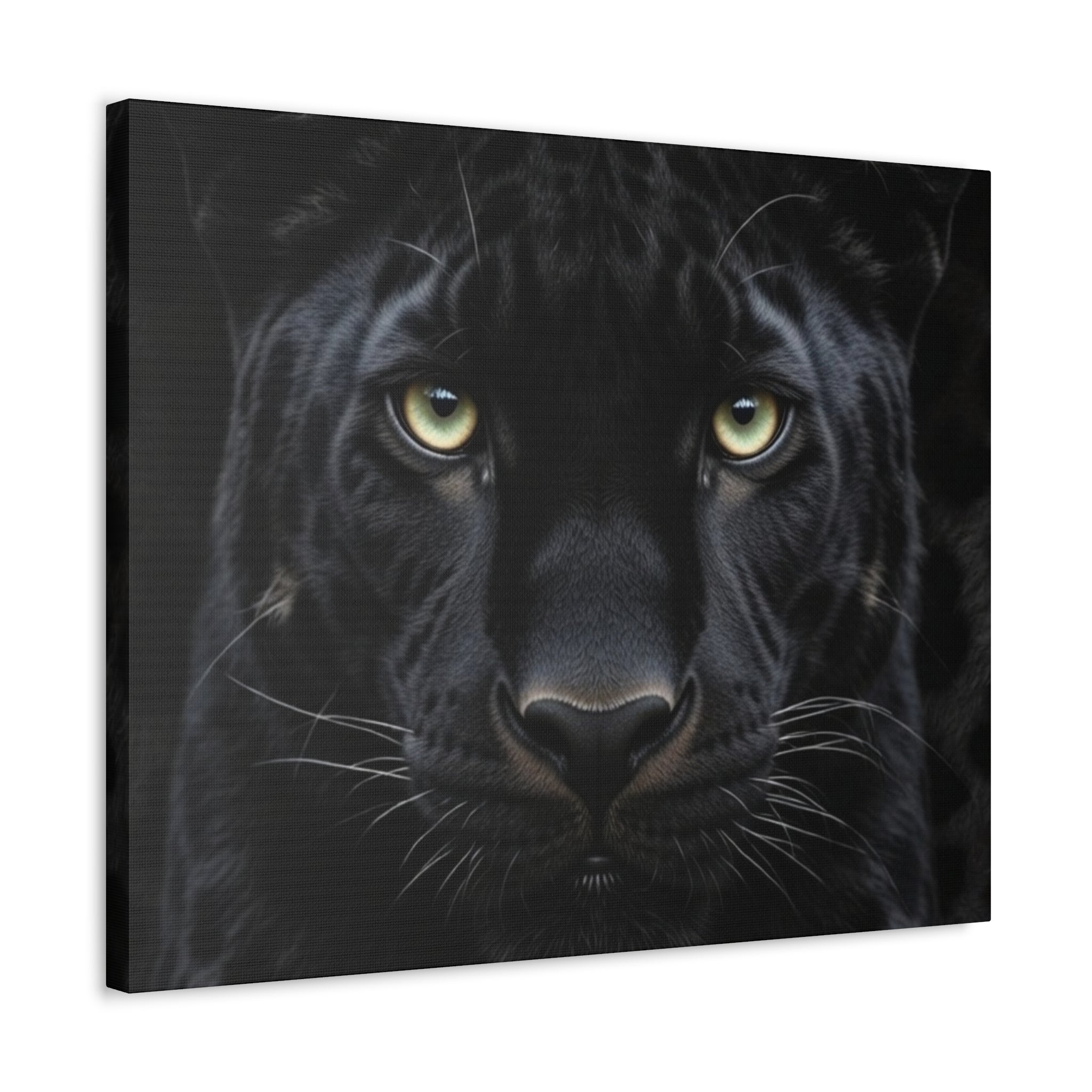 Black Panther Wall Canvas — Intense Close-Up Stretched Canvas Art