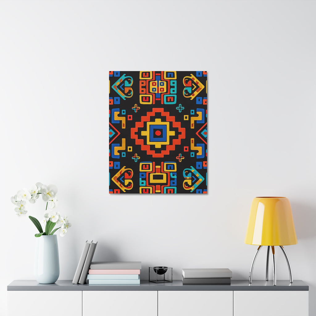Bold Geometric Aztec Stretched Canvas Wall Art