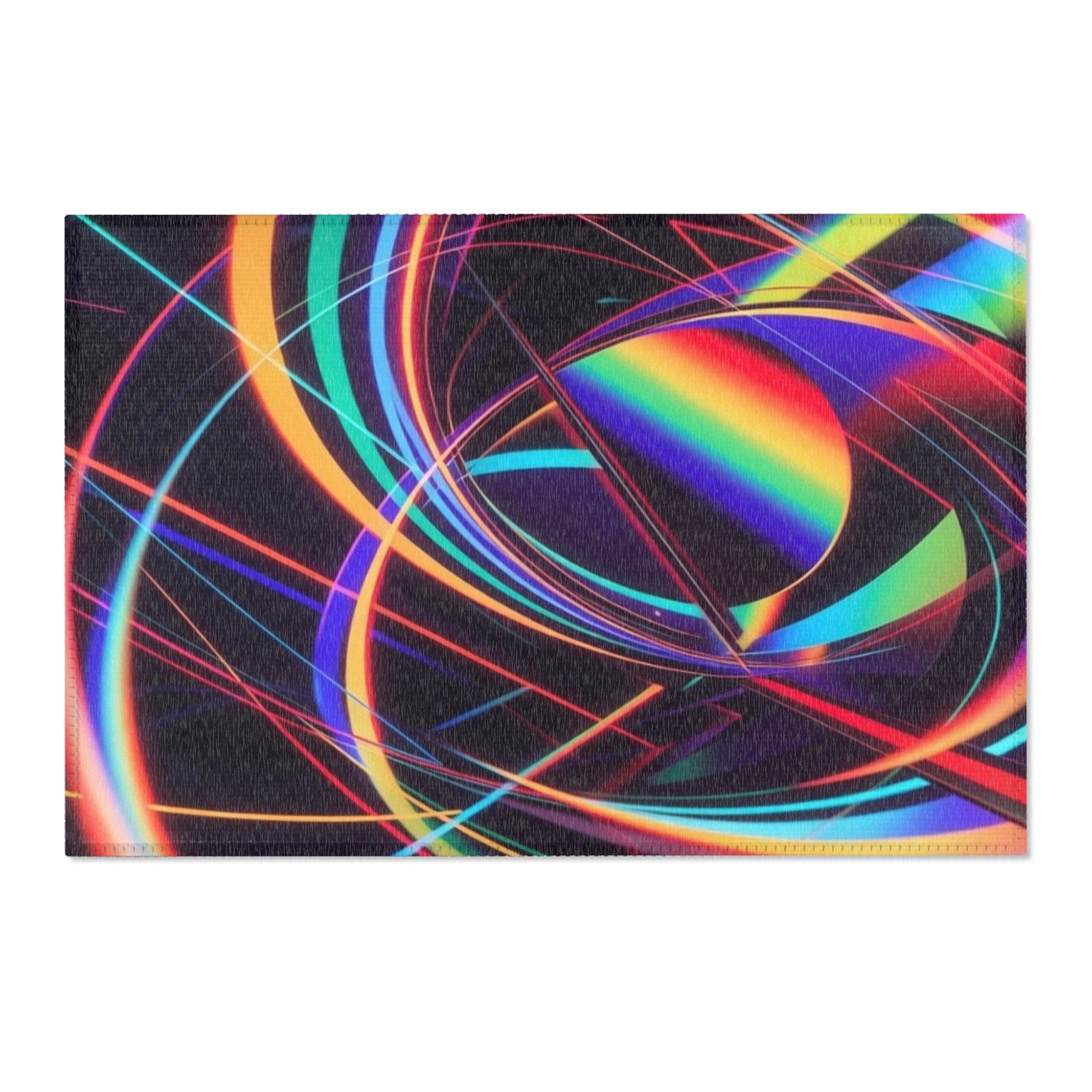 Neon Swirl Area Rug — Retro Rainbow Abstract Accent Rug