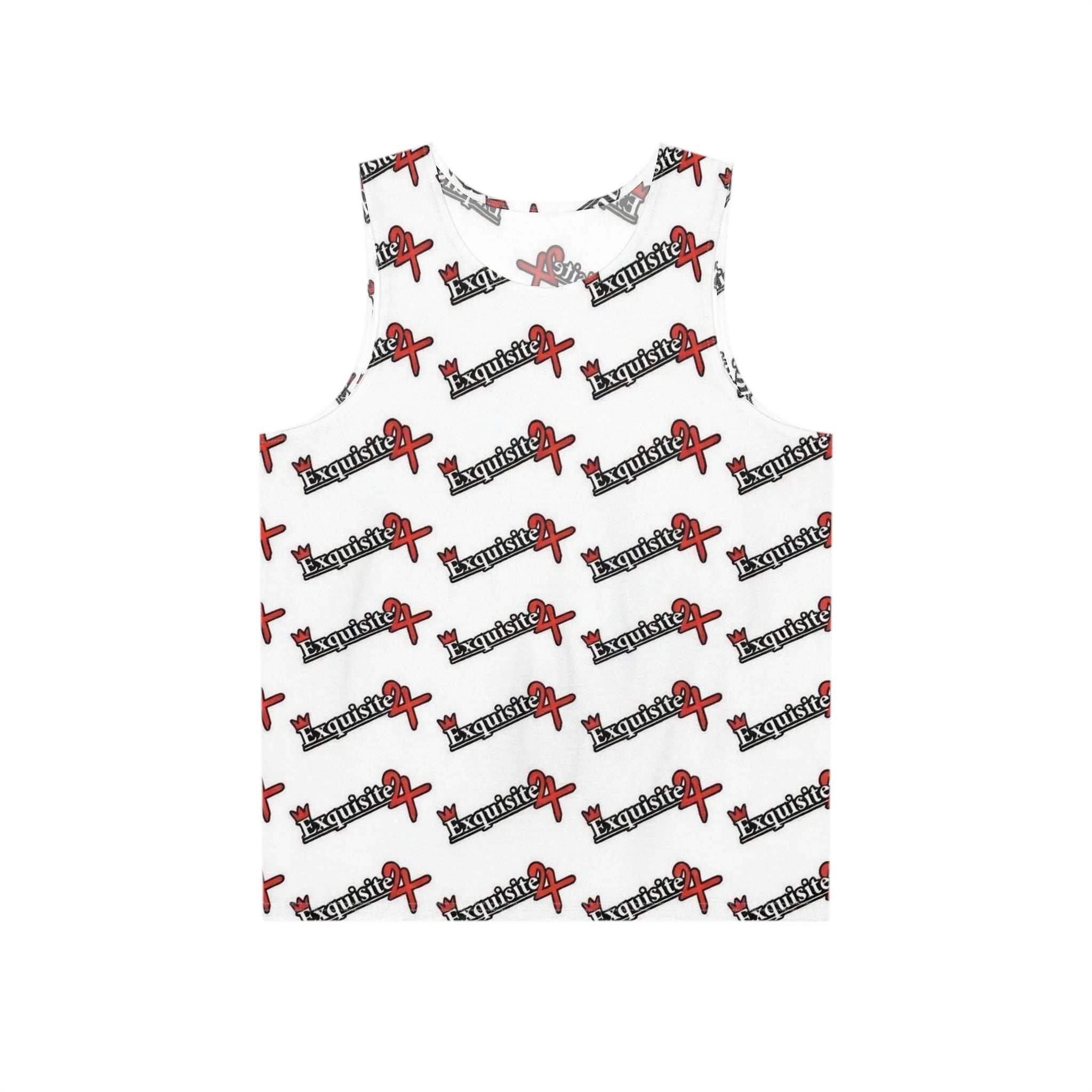 Tank Top — All-Over Logo 'Exquisite 24' White Casual Graphic Tank