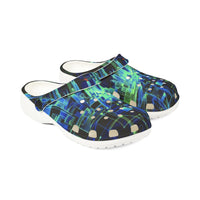 Blue Green Tech Pattern EVA Foam Clogs