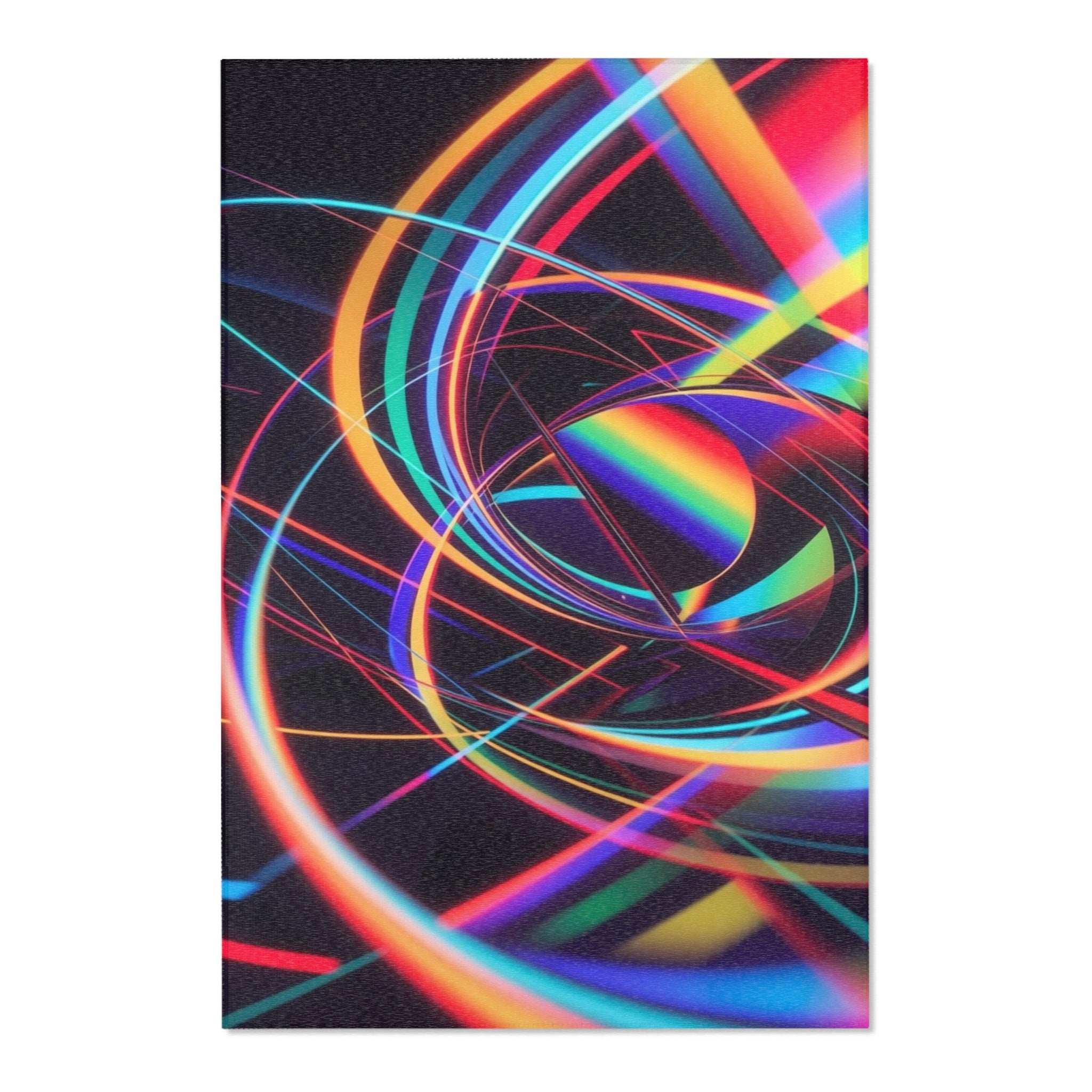 Neon Swirl Area Rug — Retro Rainbow Abstract Accent Rug