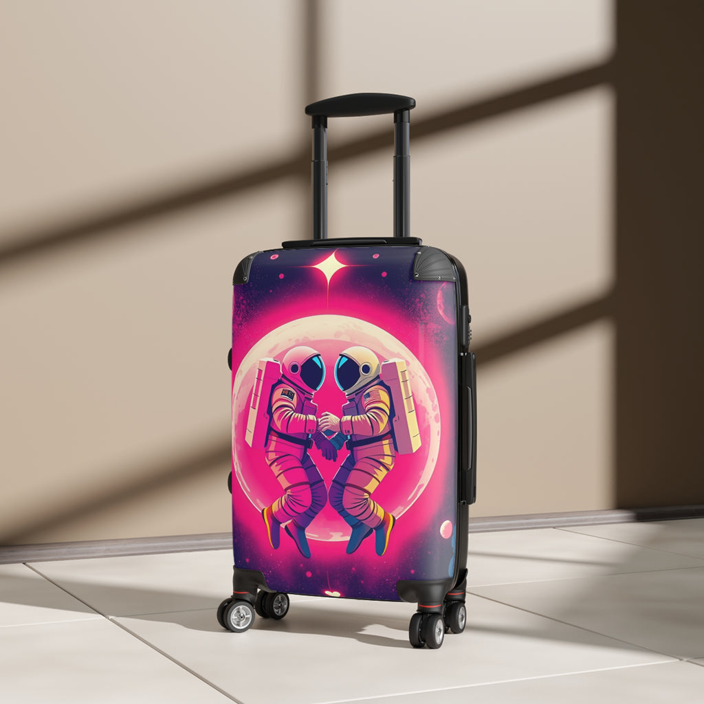 Cosmic Love Suitcase – Pink Astronaut Couple Carry-On