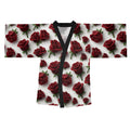 Rose Pattern Kimono Robe — Red Roses All-Over Print Long Sleeve