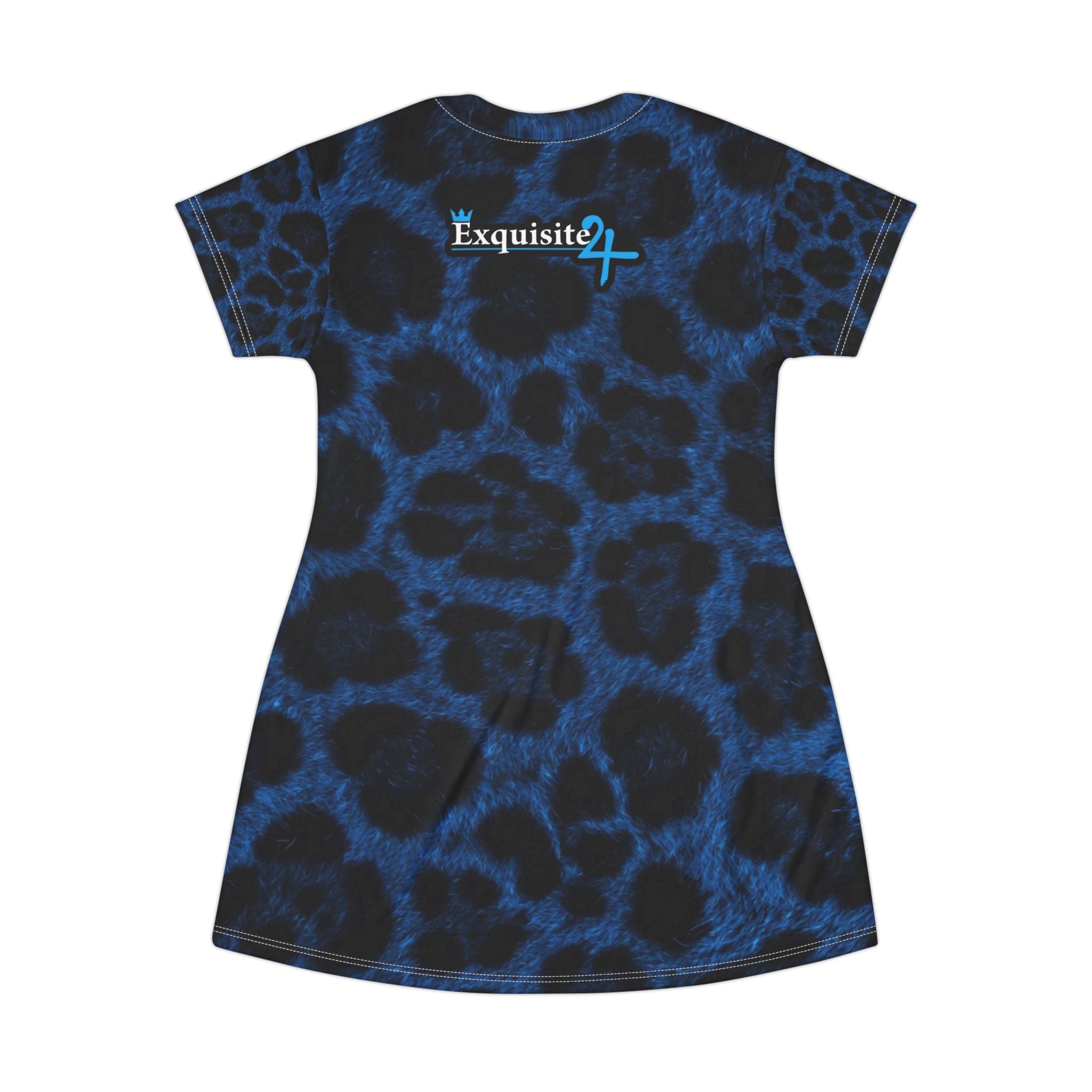 Leopard Grillz T-Shirt Dress — Blue Leopard