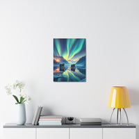 Aurora Polar Bears Stretched Canvas - Northern Lights Wildlife Wall Art