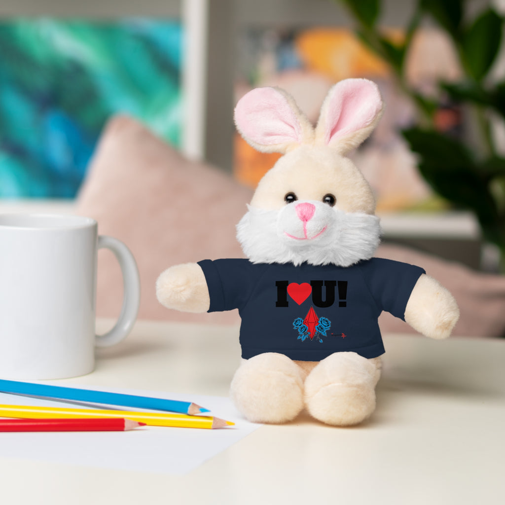 Plush Bear with Branded Tee – Red Diamond and Blue Roses Teddy