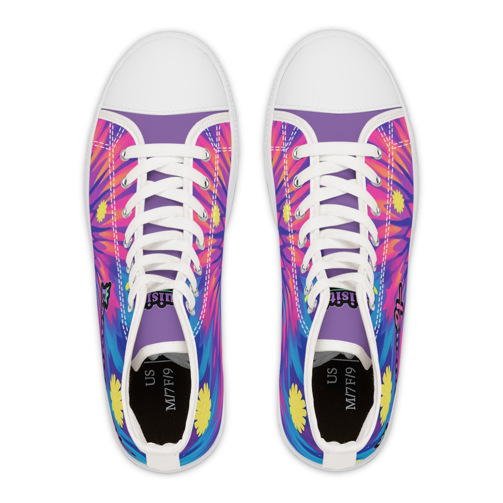 Women's High Top Sneakers — Vibrant Tie-Dye Floral High-Top Shoes
