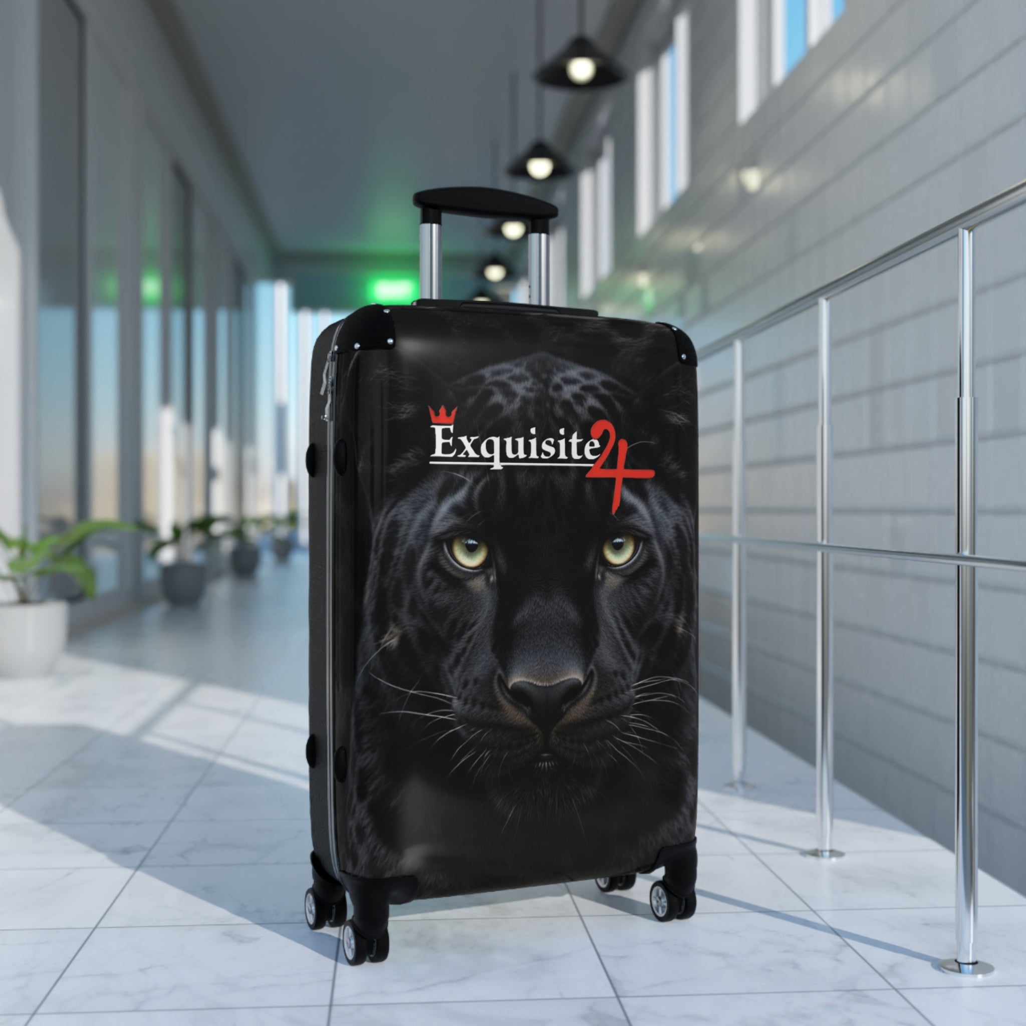 Royal Black Panther Carry-On Suitcase with Exquisite 24 Logo — Bold Travel Luggage