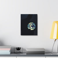 Earth Embrace Stretched Canvas — Cosmic Silhouette Wall Art