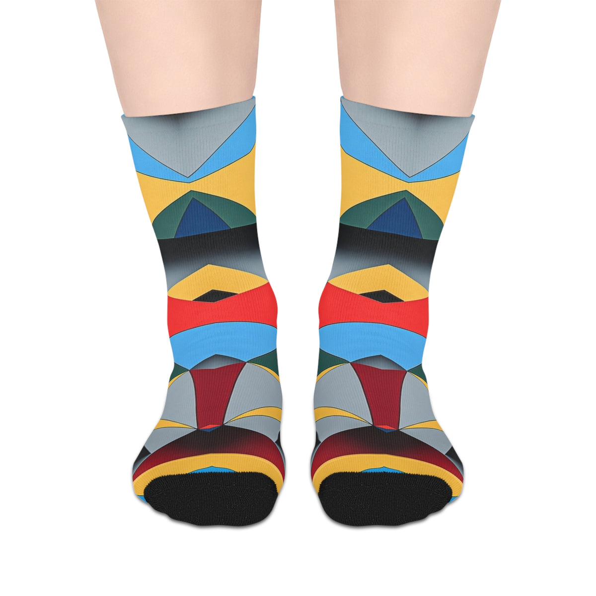 Geometric Colorblock Mid-Length Socks