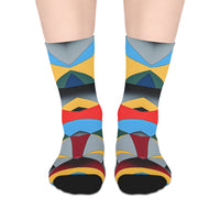 Geometric Colorblock Mid-Length Socks