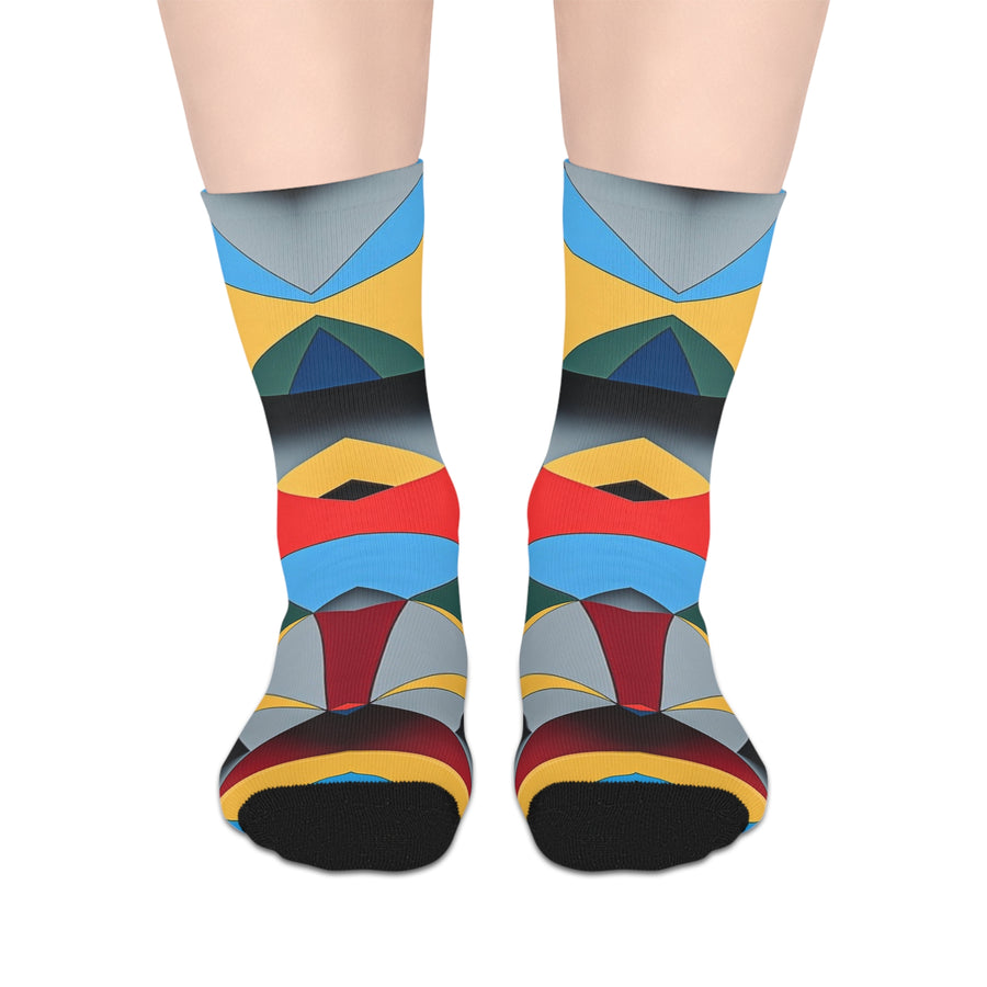 Geometric Colorblock Mid-Length Socks