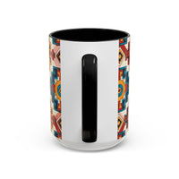 Southwestern Geometric Accent Mug — Color Interior Ceramic Coffee Cup