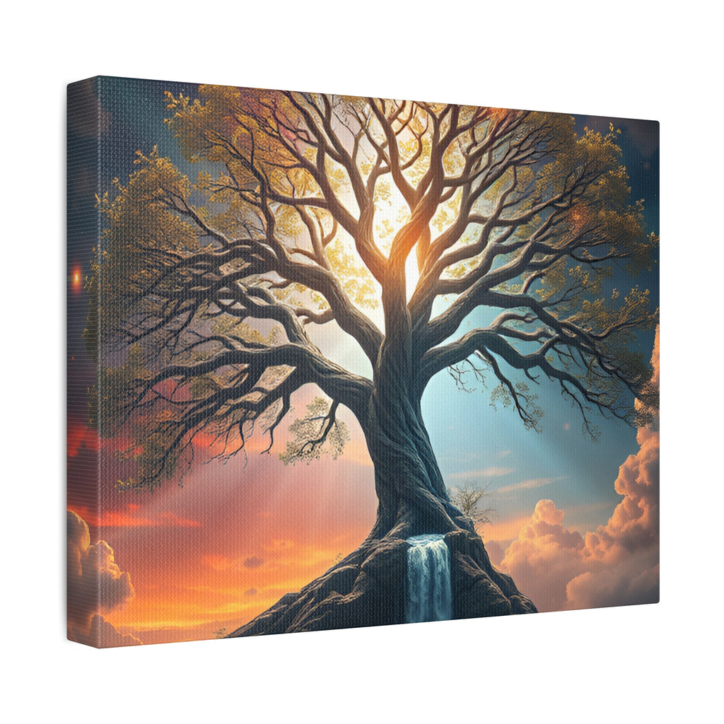 Tree of Light Stretched Canvas Wall Art – Inspirational Fantasy Landscape