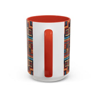 Boho Geometric Accent Mug — Colorful Tribal Pattern Coffee Cup