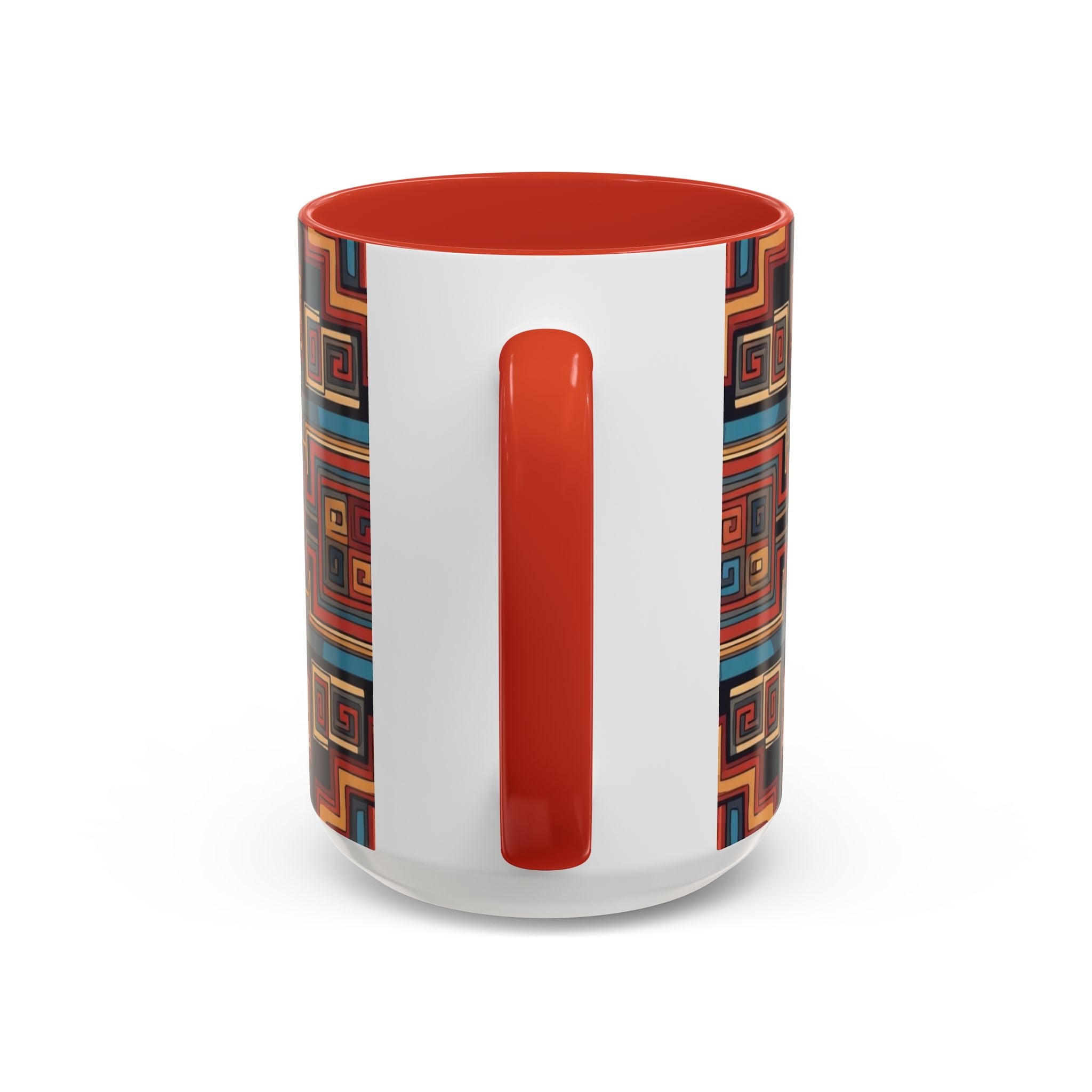 Boho Geometric Accent Mug — Colorful Tribal Pattern Coffee Cup