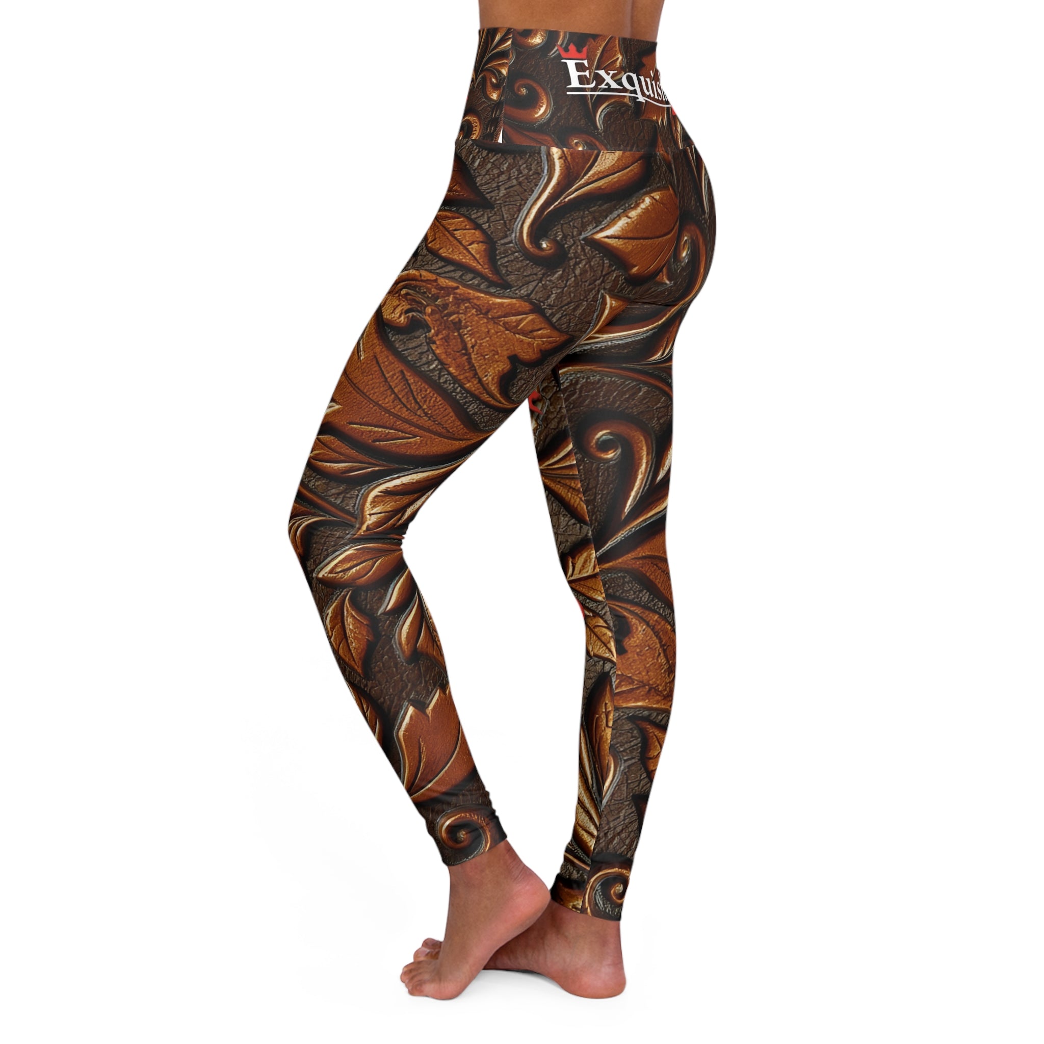 Exquisite 24 High-Waist Yoga Leggings — Ornate Baroque Pattern
