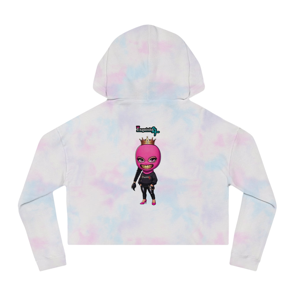 Cropped Hoodie — Exquisite 24 Pink Masked Character Graphic