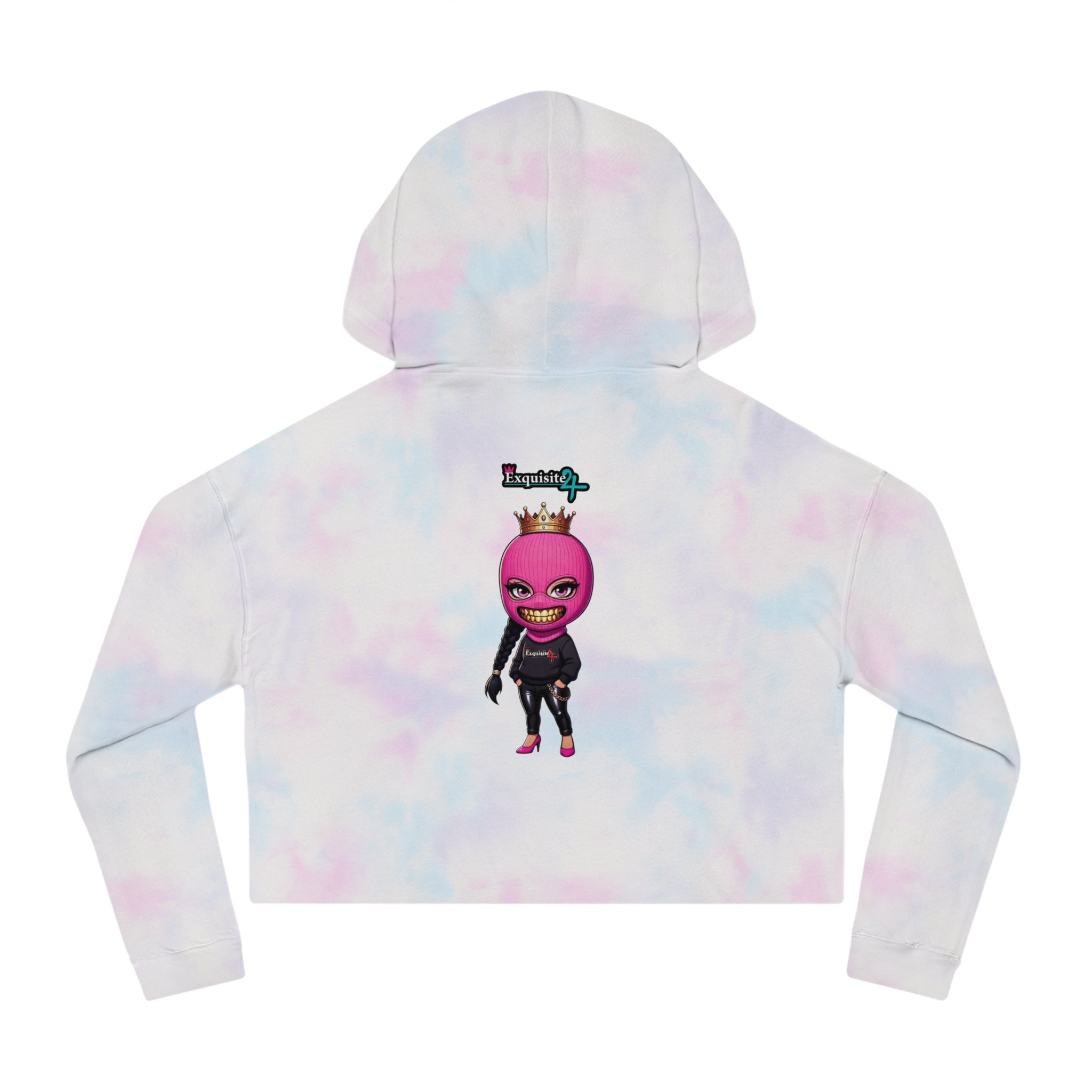 Cropped Hoodie — Exquisite 24 Pink Masked Character Graphic