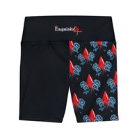 Red Jewel Blue Rose Women's Workout Shorts