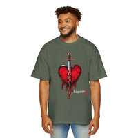 Oversized Graphic Tee — Bleeding Heart with Sword Design