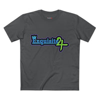 Exquisite 24 Sticker Logo Graphic Tee – Neon Blue-Green