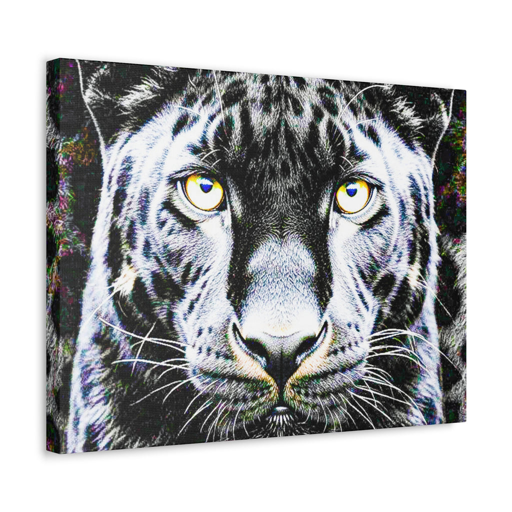 Leopard Portrait Stretched Canvas — Snow Leopard Wall Art with Yellow Eyes