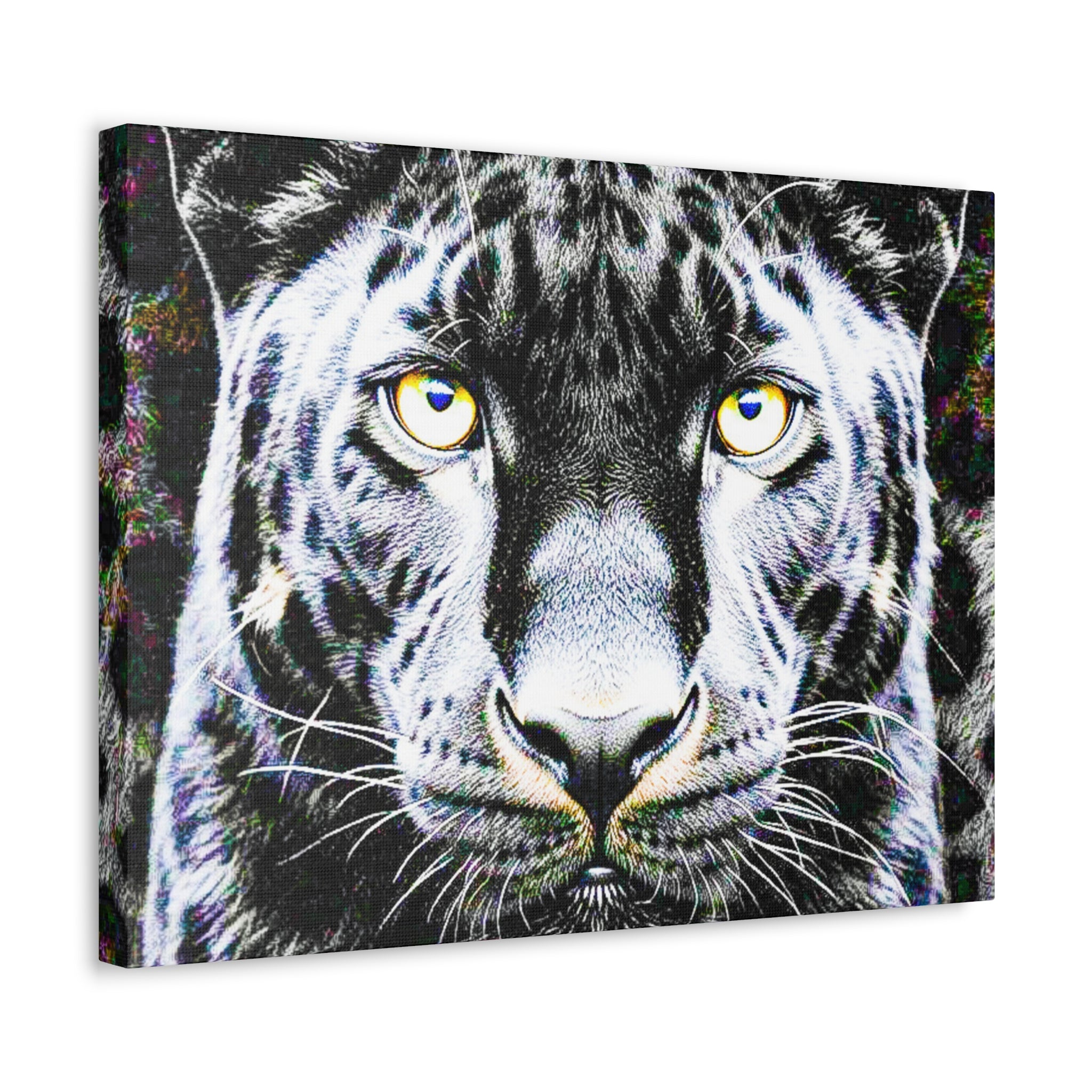 Leopard Portrait Stretched Canvas — Snow Leopard Wall Art with Yellow Eyes