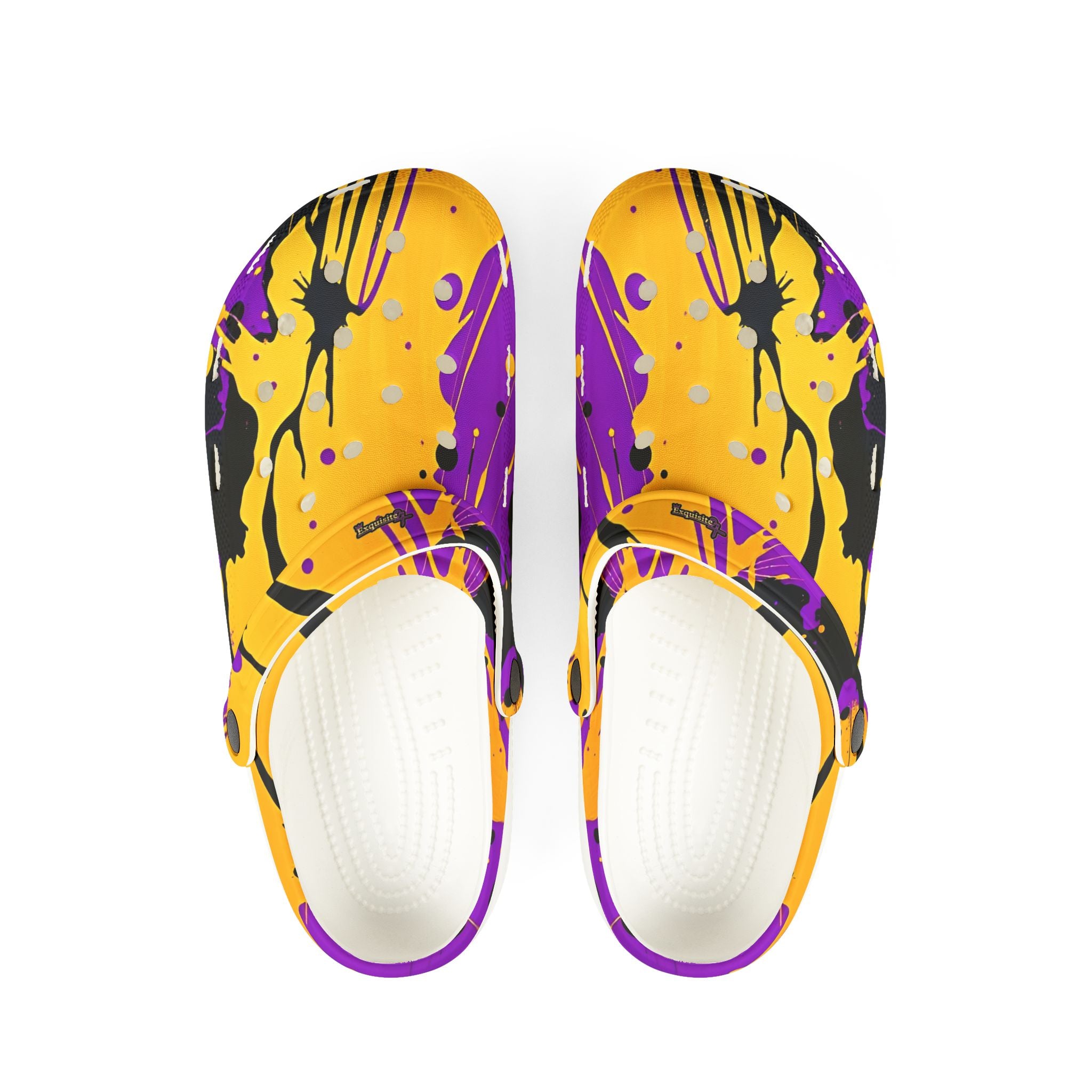 Purple & Yellow Paint Splatter EVA Foam Clogs