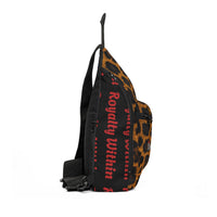 Leopard Print Sling Bag — 'Exquisite 24' Logo & 'Royalty Within' Accent