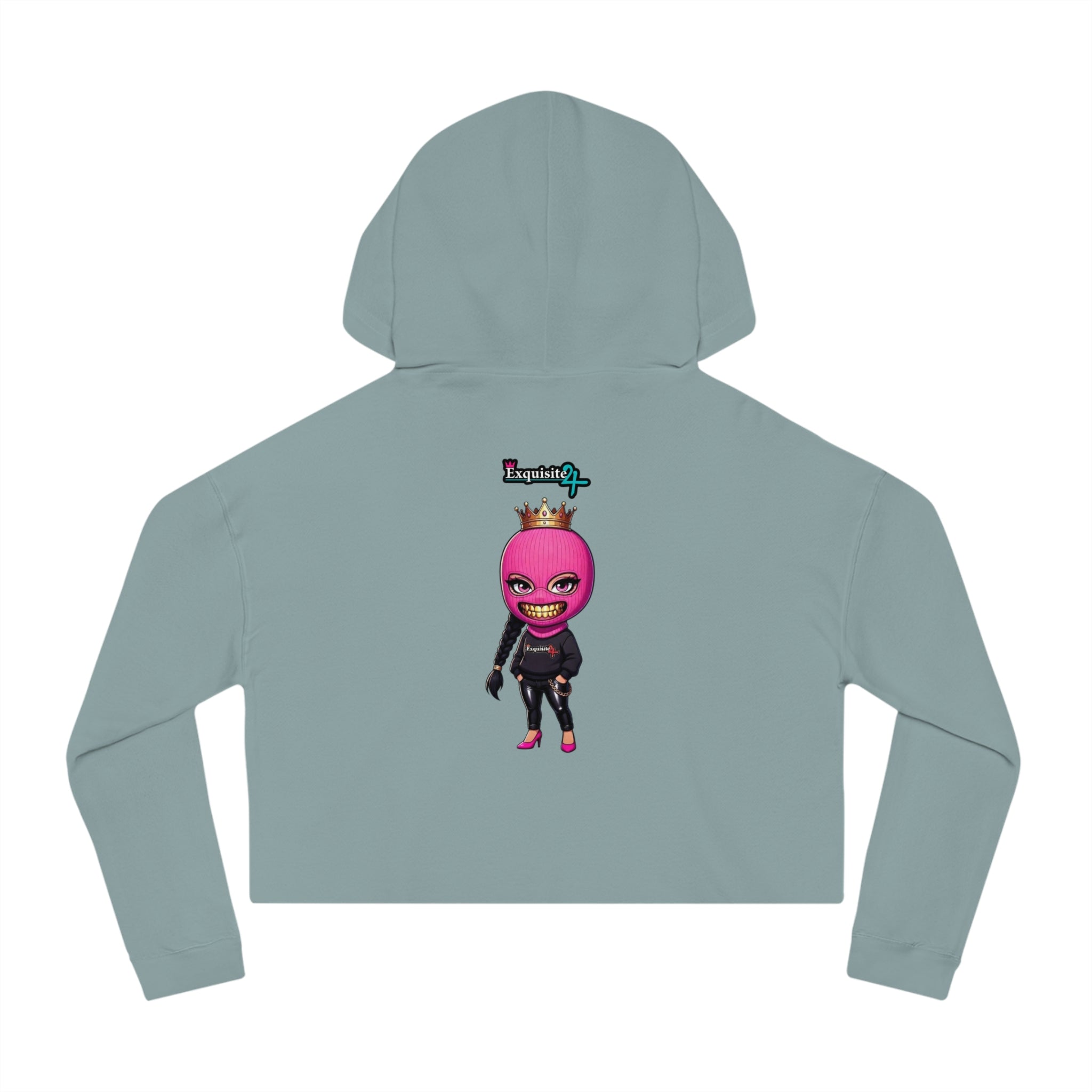 Cropped Hoodie — Exquisite 24 Pink Masked Character Graphic