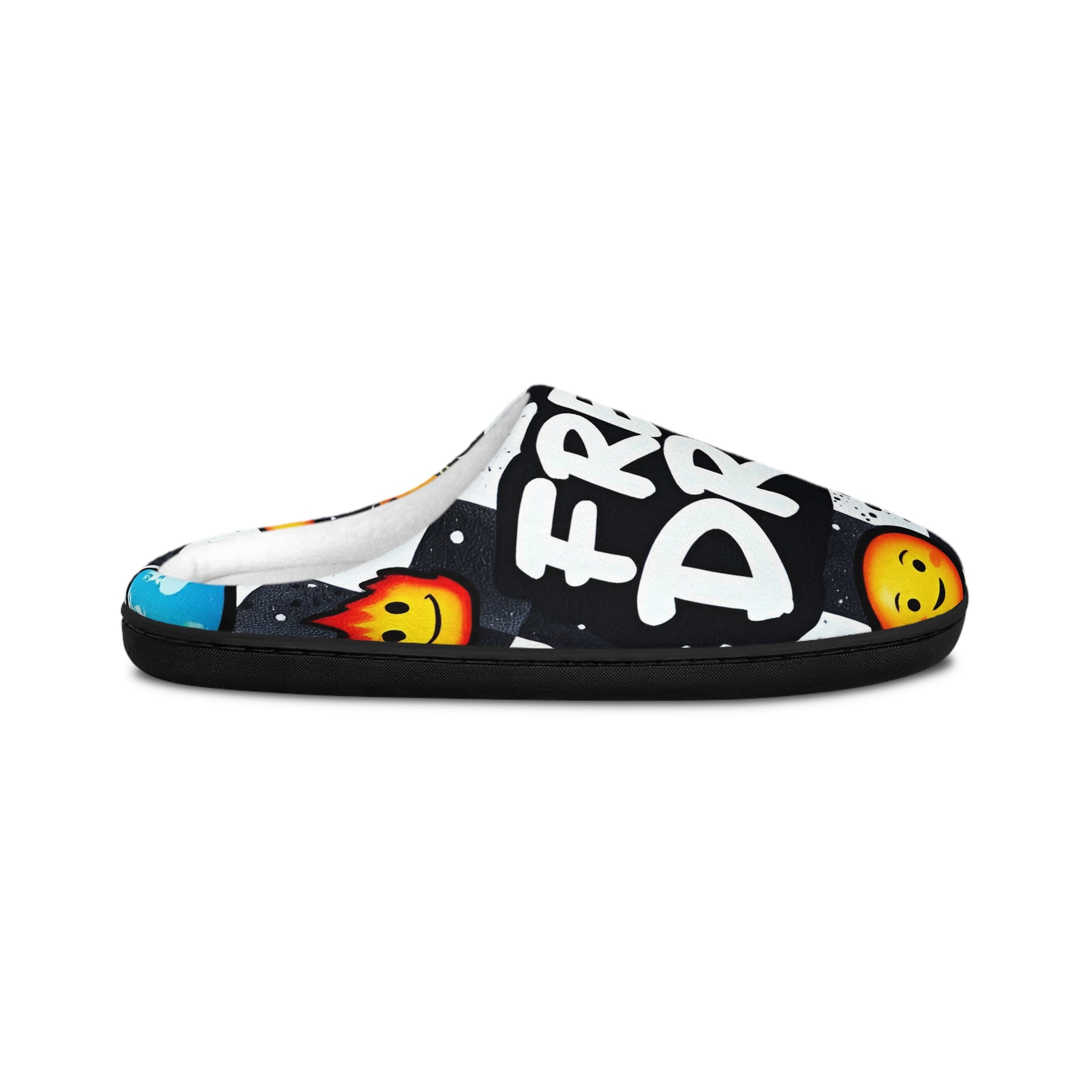 Men's Slippers — 'Fresh Drip' Emoji Graphic Indoor House Shoes
