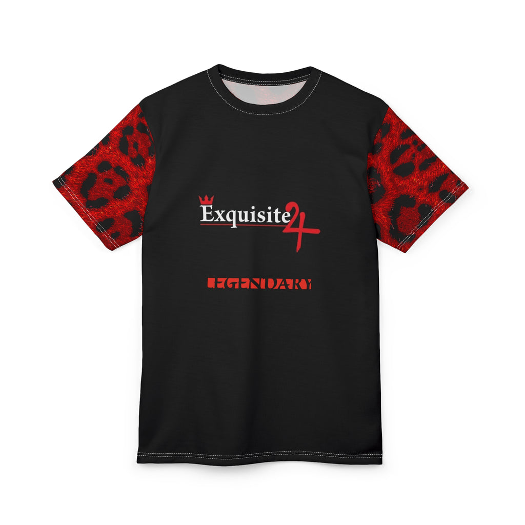 Exquisite 24 Legendary Graphic Tee — Red Leopard Sleeve All-Over Print